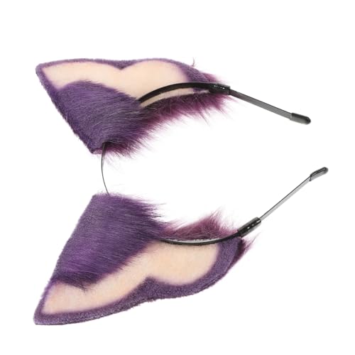 Ipetboom Halloween-kostüm-kopfschmuck Katzenohren-kopfbedeckung Pelziger Haarreif Haargummis Haarreif Mit Fuchsohren Fell Ohren Haar Kopfbedeckung Cosplay Kleidung Damen Violett Plüsch von Ipetboom