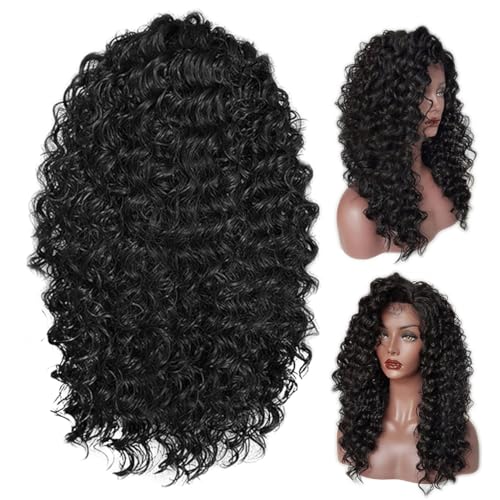 Ipetboom Front Lace Curly Synthetic Wig Für Frauen Hitzebeständige Kurze Bob-welle Für Partys Und Alltag Elegantem Schwarz Atmungsaktiv Und Bequem von Ipetboom