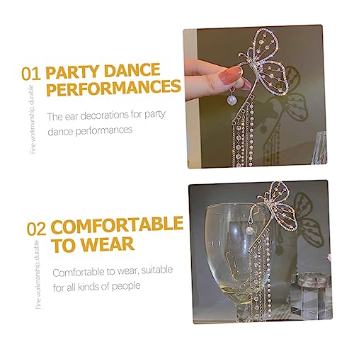 Ipetboom Lange Ohrmanschette mit Schmetterlings Quasten Ear Cuff Ohrringe für Damen Nickelfrei kein Piercing Nötig Elegant für Party Geburtstag und Besondere Anlässe von Ipetboom