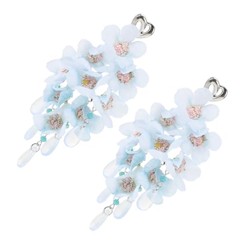 Ipetboom Lange Ohrringe für Frauen Herzförmige Blumen mit Quaste Hautfreundlich Leicht Modisch Vielseitig für Alltag und Fest Sommerliches Design von Ipetboom
