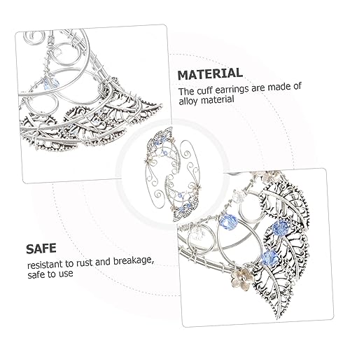 Ipetboom Leaf Design Ear Wrap Earrings für Damen Nicht Piercing Elf Ohrmanschetten Schmuck Komfortable Feenohren Ohrclips für Halloween Weihnachten Cosplay und Festliche Anlässe von Ipetboom