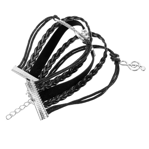 Ipetboom Lederarmband Herren Mehrlagiges Armband mit Buchstaben und Notenanhänger Modisches Herrenarmband aus und Legierung Stylische Handgelenkdekoration für Streetdance und Alltag von Ipetboom