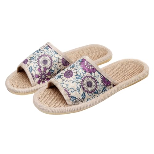 Ipetboom Leinenschuhe Leichte Und Atmungsaktive Hausschuhe Freizeitschuhe Für Damen Aus Tpr Flachsmaterial Zu Jeans Shorts Röcken Anderen Outfits Für Hause von Ipetboom