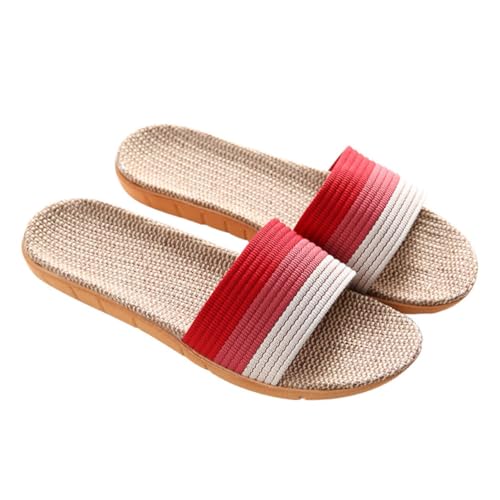 Ipetboom Leichte Atmungsaktive Hausschuhe aus Leinen mit Geräuschlosem Design Weicher Dicker Sohle für Damen Rutschfest für Innenbereich Waschbar und Langlebig Perfektes für Zuhause von Ipetboom