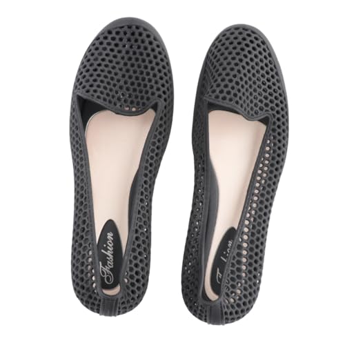 Ipetboom Leichte Atmungsaktive PVC Sandalen für Damen und Herren Flache Einfache Strandschuhe Langlebige Weiche Badeschuhe für Sommer Freizeit Strand und Urlaub Schwarz von Ipetboom