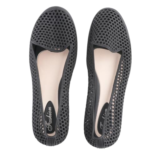 Ipetboom Leichte Atmungsaktive PVC Strandschuhe mit Hohlem Design Flach und Langlebig Einfache Freizeit Sommerschuhe für Damen und Herren für Strand Reise und Sommerurlaub Schwarz von Ipetboom