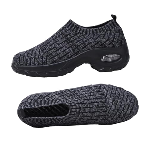 Ipetboom Leichte Atmungsaktive Sportschuhe Damen Modische Sneaker mit Rutschfester Sohle Flexibles Textilmaterial für Freizeit und Training Schwarz von Ipetboom