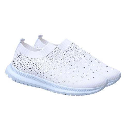 Ipetboom Leichte Atmungsaktive Sportschuhe Damen mit Stabilem Absatz Flexibles Textilmaterial rutschfeste Gummisohle Weiße Sneaker für Alltag und Reisen Ipetboom Leichte Atmungsaktive Sportschuhe Damen mit Stabilem Absatz Flexibles Textilmaterial rutschfeste Gummisohle Weiße Sneaker für Alltag und Reisen von Ipetboom