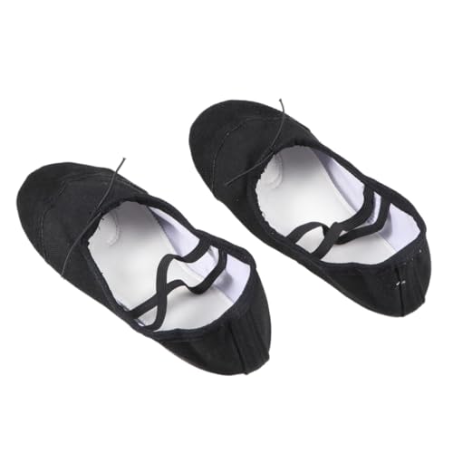 Ipetboom Leichte Ballettschuhe mit Rutsch Sohle Elastischem Band Atmungsaktiv für Yoga Tanz Ballett Moderne Tänze Erwachsene und Schwarzes Canvas Material von Ipetboom