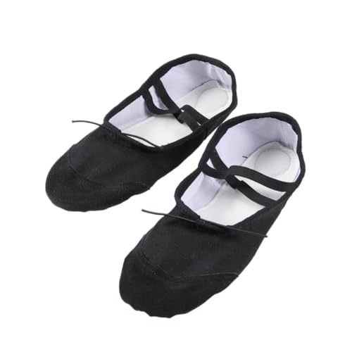 Ipetboom Leichte Ballettschuhe mit Rutschfester Sohle Elastischem Band Atmungsaktives Canvas für Erwachsene Flexible Tanzschläppchen für Yoga Ballett und Modern Dance Schwarz von Ipetboom
