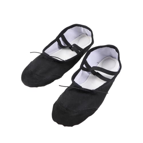Ipetboom Leichte Ballettschuhe mit Rutschfester Sohle für Erwachsene Elastische Tanzschläppchen aus Canvas Geeignet für Yoga Ballett Modern Dance Schwarz von Ipetboom