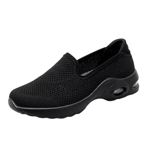 Ipetboom Leichte Damen Laufschuhe mit Atmungsaktiven Rutschfesten Sohlen Stoßdämpfend und Elastisch für Langes Gehen Sport und Reisen Komfortabel und Vielseitig Einsetzbar Schwarz von Ipetboom