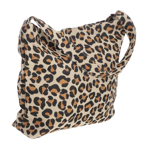 Ipetboom Leichte Damen Schultertasche mit Leopardenmuster Große Kapazität Atmungsaktives Polyestergewebe Umhängetasche für Alltag und Shopping Stilvoller Retro Look von Ipetboom