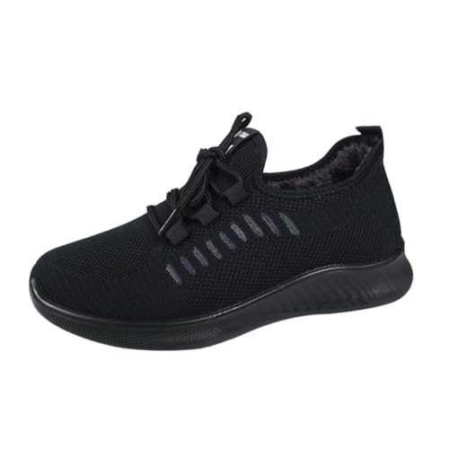 Ipetboom Leichte Damen Sportschuhe Atmungsaktive Mesh Sneaker Weiche rutschfeste Sohle Bequeme Lauf und Freizeitschuhe Schwarz von Ipetboom