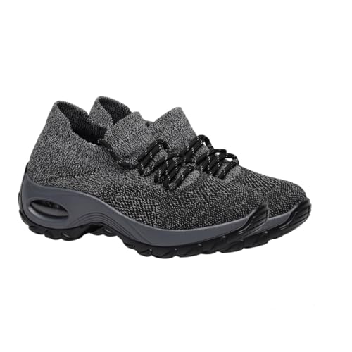 Ipetboom Leichte Mesh Sneaker Damen Sportschuhe mit Luftkissensohle Flexible Laufschuhe mit Dicker Plattform Atmungsaktive Freizeitschuhe für Fitness und Alltag von Ipetboom
