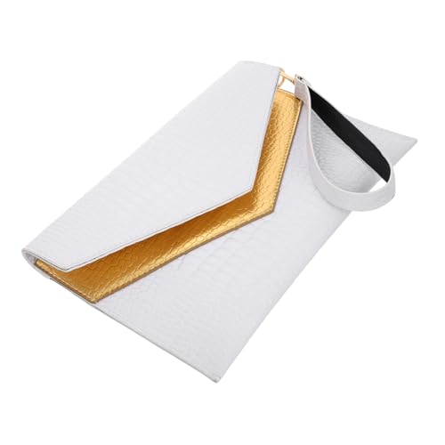 Ipetboom Leichte Modische Damen Envelope Clutch mit Retro Krokodilprägung PU Material Handlich Vielseitig für Alltag und Büro Weiße Stilvolle Handtasche für Party und Freizeit von Ipetboom