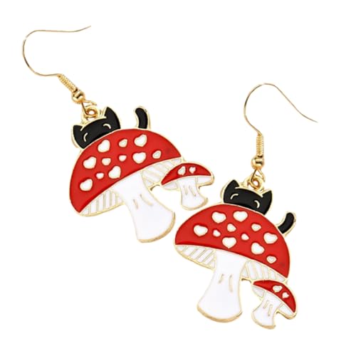 Ipetboom Leichte Pilz Ohrringe für Frauen Niedliche Katzen Baumelohrringe Kreative Cartoon Schmuck Stilvolle Geschenkidee für Damen Teenager und Besondere Anlässe von Ipetboom