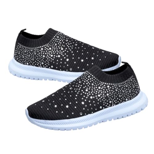 Ipetboom Leichte Strapazierfähige Damen Sportschuhe mit Rutschfester Sohle Atmungsaktivem Netzstoff Stabilem Absatz für Alltag Sport und Freizeit Modisch und Komfortabel in Schwarz von Ipetboom