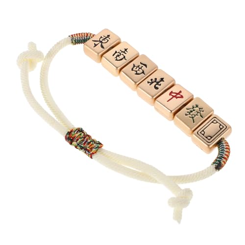 Ipetboom Leichtes Verstellbares Mahjong Armband Geflochtenes Seil mit Langlebigem Farbbeständigem Goldfaden Einzigartiges Chinesisches Schmuckstück für Damen und Herren Vielseitig zu Casual von Ipetboom