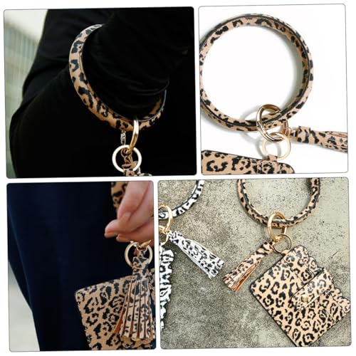 Ipetboom Leopard Muster PU Quaste Handgelenk Schlüsselanhänger Tasche Kleine Umhängetasche Leicht Tragbar Für Shopping Reisen Arbeit von Ipetboom