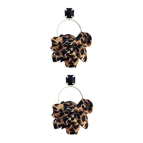 Ipetboom Leopard Print Creolen Ohrringe Damen Retro Hängend Großer Kreis Stoff Ohrschmuck Elegant Chic Modisch Kreativ von Ipetboom