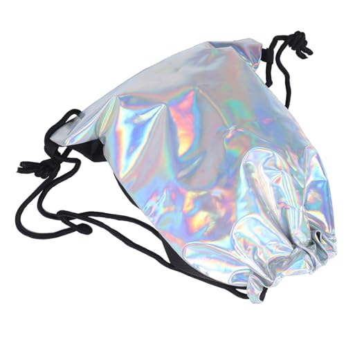 Ipetboom Leuchtender Turnbeutel Mit Kordelzug Für Damen Holografische Tasche Aus Pu-Material Große Kapazität Für Schule Und Alltag Mode-Rucksack Mit Praktischer Tragemöglichkeit von Ipetboom