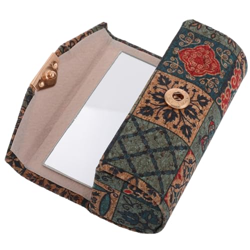 Ipetboom Floraler Lippenstifthalter Mit Spiegel Aufbewahrungsbox Aus Korkmaterial Tragbares Mini-etui Für Lippenstifte Reise-Make-up-Organizer Schmucketui Für Frauen von Ipetboom