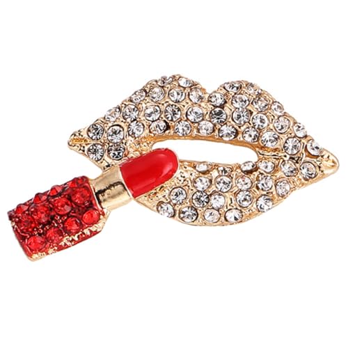 Ipetboom Lipstick Lippen design Brosche für Frauen Rote Strass anstecknadel aus Eleganter Anstecker für Kleid Mantel Hut Vielseitiges Modeaccessoire für Kleidung und Taschen von Ipetboom