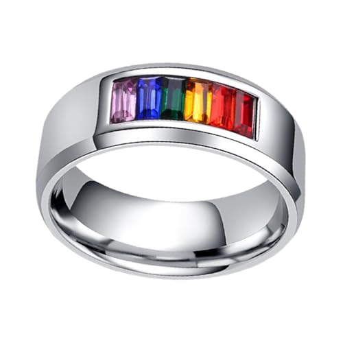 Ipetboom Love Eternal Pride Ring aus Titanstahl Modischer Regenbogen Flaggen Finger Schmuck Langlebig Glänzend in Mehreren für Pride Anlässe von Ipetboom