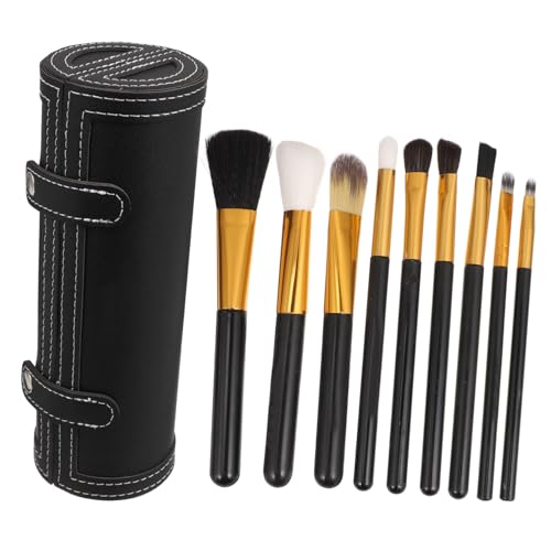 Ipetboom Makeup Pinsel Tasche Kosmetiktasche Organizer Für Reise Und Zuhause Schwarzes Pu Leder Mit Knopf-riegel Vielseitiger Aufbewahrungsbehälter Für Lippenstift Und Eyeliner von Ipetboom