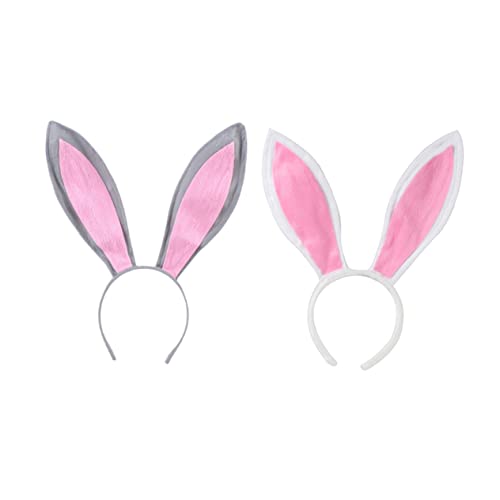 Ipetboom Make-up-Stirnband 2st Hasen Ohren Plüsch-hasenohren Stoffhase Plüsch Hasenohren Haarband Kaninchen Verkleiden Sich Cosplay-outfits Rosa Dekor Rosa Stirnbänder Haarring Mädchen von Ipetboom