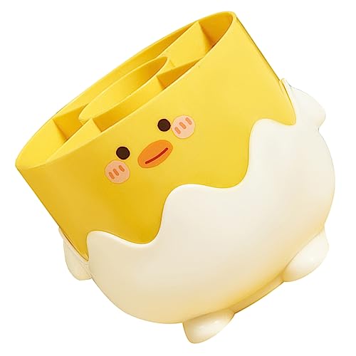 Ipetboom Makeup Pinselhalter Mit Fächern Kreativer Niedlicher Stifthalter Form Eines Küken Für Schreibtisch Und Kosmetik Vielseitiger Organizer Für Make-up Und Schreibutensilien von Ipetboom