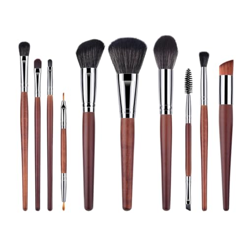 Ipetboom 10stücke Teiliges Makeup-pinselset Mit Holzgriffen Und Nylonborsten Für Frauen Professionelle Kosmetikbürsten Für Puder Blush Und Mehr Für Täglichen Gebrauch von Ipetboom