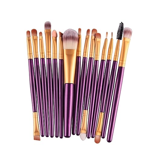 Ipetboom 15stücke Kosmetikpinselset Mit Kunststoffgriff Und Nylonborsten Make-up-pinsel Damen Puder Violett von Ipetboom
