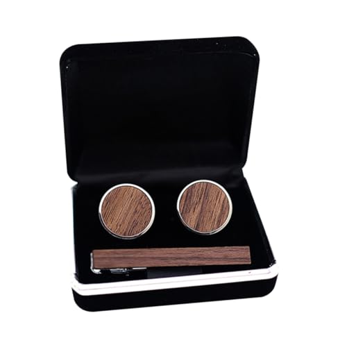 Ipetboom Manschettenknöpfe und Krawattenklammer Set aus Gestreiftem Walnussholz und Reinem Kupfer Edles Herren Accessoire für Hemd und Anzug Stilvoller Party und Business Look Geschenkbox von Ipetboom