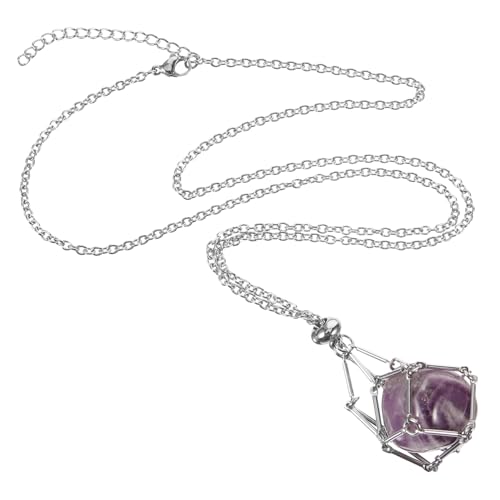Ipetboom Metall Anhänger Halskette mit Steinhalter Verstellbare Netzkordel Unisex Schmuck für DIY Kristallanhänger Langlebig und Stilvoll Geschenkidee für Männer und Frauen von Ipetboom