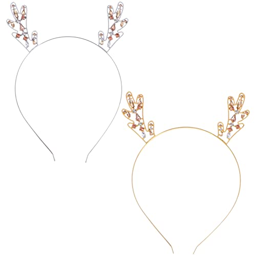 Ipetboom 2stücke Weihnachts Haarreif Mit Rentiergeweih Metall Stirnbänder Festliche Haarschmuck Für Damen Für Weihnachten Und Cosplay Leicht Und Zu Tragen von Ipetboom