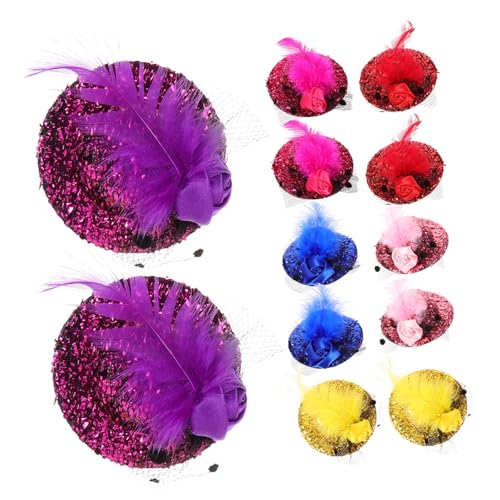 Ipetboom 12stücke Teiliges Mini-hut-haarclips Mit Blumen Und Federn Für Kostümpartys Und Feiern Haaraccessoires Für Damen Und Mädchen von Ipetboom