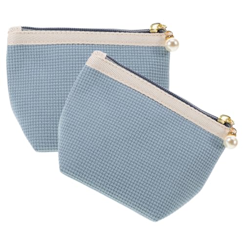 Ipetboom 2stücke Mini Kosmetiktasche Für Damen Teiliges Weichem Cord Tragbarer Organizer Für Lippenstifte Für Und Täglichen Gebrauch Elegantem Nebelblau von Ipetboom