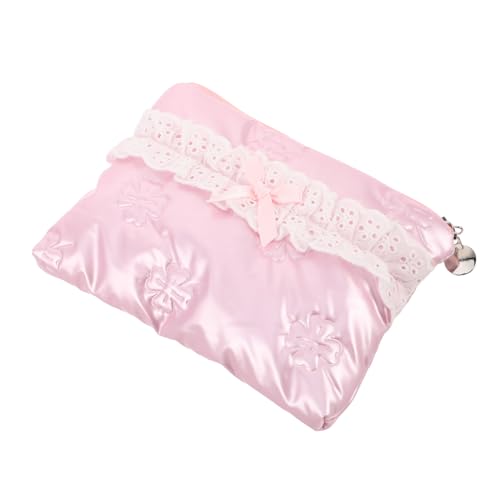 Ipetboom Mini Makeup Bag mit Schleife Kratzfeste Innenausstattung Leichtes Reise Make Up Pinsel Organizer für Lippenstift und Hautpflege Proben Damen und Mädchen von Ipetboom