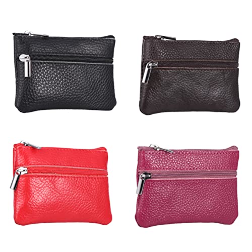 Ipetboom Mini Münztasche Damen Stilvolle Geldbörse mit Reißverschluss für Münzen Karten Schlüssel Kleine Handtasche für Schule Einkäufe Kaffeefarben von Ipetboom
