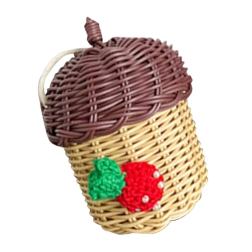 Ipetboom Mini Rattan Umhängetasche Damen Naturgeflecht Schultertasche Fotografie Requisite Süße Crossbody Bag für Sommer Accessoire von Ipetboom