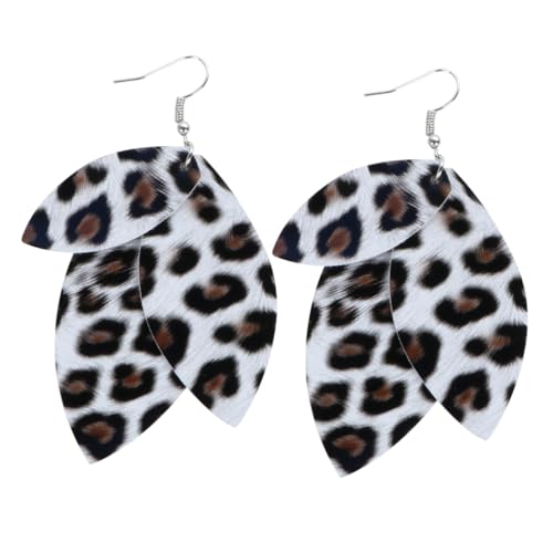 Ipetboom Mode Retro Leopard Ohrringe Damen PU Ohrhänger Doppel Layer Animal Print Schmuck Accessoire für Alltag und Party von Ipetboom