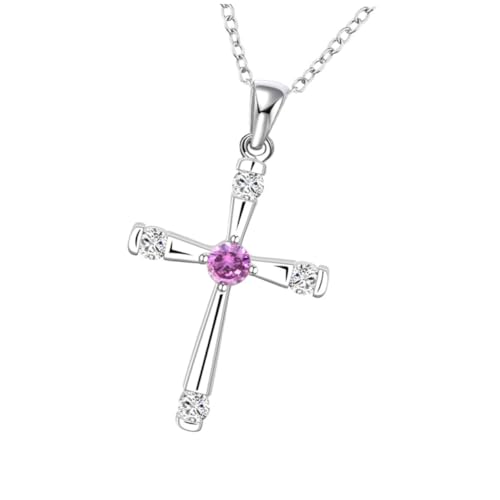Ipetboom Moderne Damen Halskette mit Zirkonia Besetztem Kreuzanhänger Sterling Silber Schmuck Verarbeitung Langlebige Clavicle Chain Elegantes für Frauen und Alltag von Ipetboom