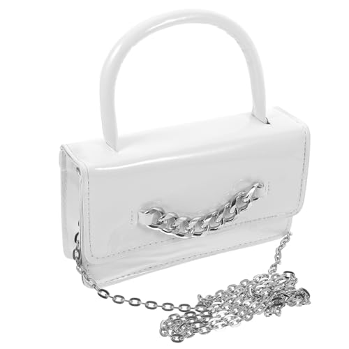 Ipetboom Modische Damen Schultertasche Klein Quadratisch mit Weißer Kette Vielseitige Umhängetasche als Messenger Bag und Handtasche für Alltag Shopping Reisen für Frauen von Ipetboom