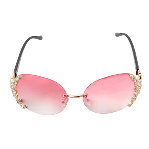 Ipetboom Modische Damen Sonnenbrille mit Kristallverzierung Randlos Leichte Party und Strandbrille Rosa Farbverlauf Kreative Eyewear für Outdoor und Festliche Anlässe Ipetboom Modische Damen Sonnenbrille mit Kristallverzierung Randlos Leichte Party und Strandbrille Rosa Farbverlauf Kreative Eyewear für Outdoor und Festliche Anlässe von Ipetboom