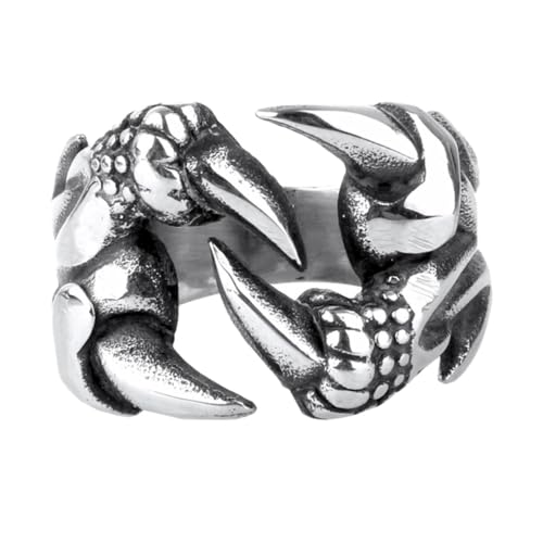 Ipetboom Modischer Offener Drachenklauenring Herrenring mit Scharfem Design Silberfarbener Finger Schmuck Ästhetischer Gothic Stil Geeignet für Festivals Partys Bühnenauftritte und von Ipetboom