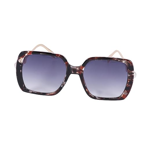 Ipetboom Modischer Sonnenbrille mit Perlenverzierung Strapazierfähige Eckige Damenbrille im Leopardenrahmen mit Teefarbene Linsen für Outdoor Aktivitäten und Stilvolle Auftritte von Ipetboom
