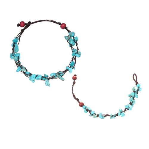 Ipetboom Modisches Fußkettchen Damen Handgewebte Fußkette mit Steinanhänger Verstellbar Langlebig Schmuck für Frauen Fußschmuck Boho Stil von Ipetboom