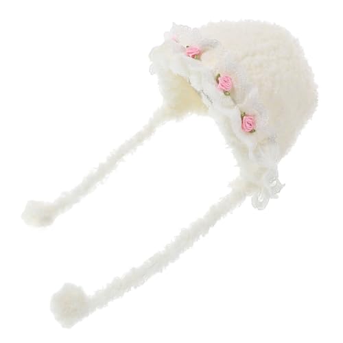 Ipetboom Mütze Für Mädchen Niedliche Strickmütze Taufmütze Kleinkind Plüschmütze Winterschutzmütze Für Babys Mädchen Jungen Herbst Und Winter Weiß von Ipetboom